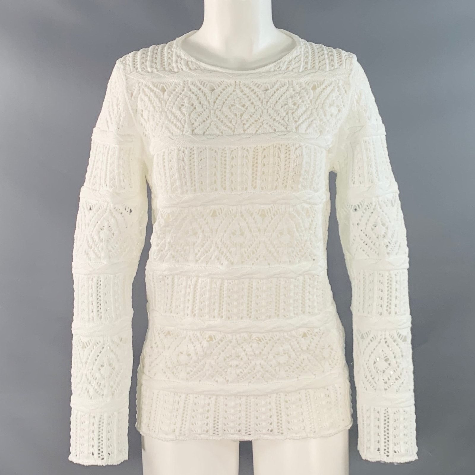 Comme Des Garcons 2022 Size M White Textured Knit Polyester Crew Neck Sweater